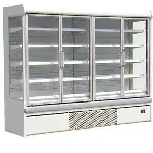 Commercial glass front open refrigerator showcase used in supermarket/convenience store for beverage display