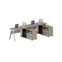 Poste de travail double avec armoire latérale, prises intégrées et tiroir pour bureau d'équipe – Vente en gros directe usine