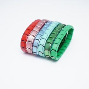 High Quality Plain Italian Charm <b>Bracelet</b> Bulk Blank Polish Stainless Steel Black <b>Red</b> Green Pink Italian Charm <b>Bracelet</b> - Product Image 5
