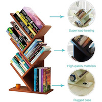 Étagère à livres en forme d'arbre à 5 niveaux, petite bibliothèque de bureau avec organisateur de rangement, bibliothèque en bois, artisanat en bois