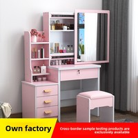 Kaptafel Slaapkamer Klein Appartement Verlichte Spiegel Prinses Make-Up Tafel Moderne Eenvoudige Paneelopslag