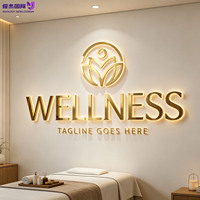Enseigne lumineuse LED 3D personnalisée, lettres dorées en acier inoxydable avec rétroéclairage, enseigne murale de réception pour salon de beauté