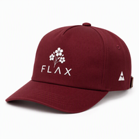 Casquette de baseball unisexe personnalisée brodée en 3D à 5 panneaux, bordeaux, structurée, profil haut, en sergé de coton, avec fermeture réglable pour le streetwear