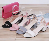 Sandales à talons hauts pour femmes OEM/ODM, design simple, bride cheville, bout ouvert, talon épais 6 cm, été