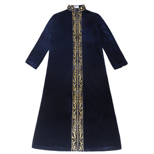 Túnica Musulmana <span class=keywords><strong>de</strong></span> Alta Calidad con Bordado para Ramadán, Manga Larga, Estilo Islámico, Kaftán Árabe, Largo hasta el Tobillo, <span class=keywords><strong>de</strong></span> Terciopelo, para Hombre - Product Image 4