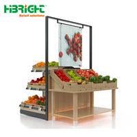 Highbright Luxe Dubbelzijdige Metalen Houten Display Stand met Grote Capaciteit, 3-6 Laags, Heavy Duty, voor Fruit en Groenten CN;JIA