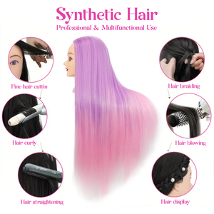 Cabeza de maniquí trenzado de entrenamiento de ensueño de 24 ", pelo sintético 100% para práctica de peluquería, herramienta de entrenamiento de salón profesional - Product Image 6