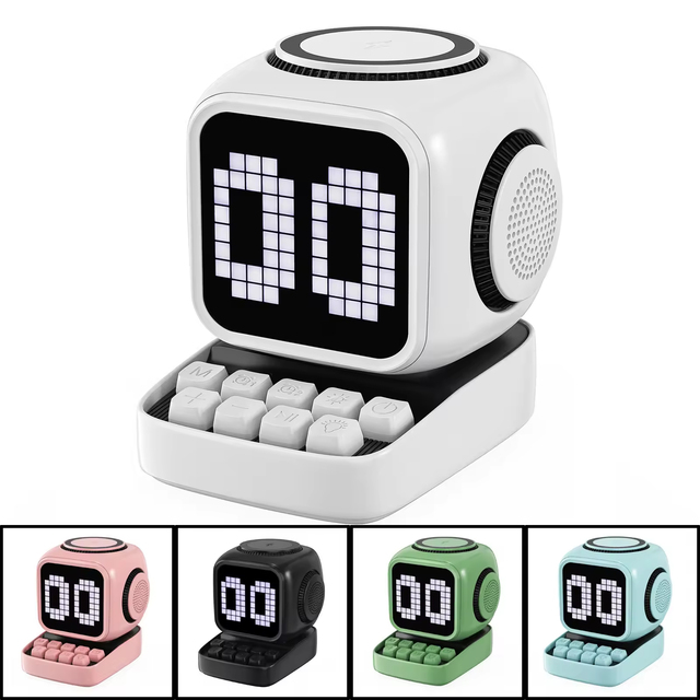 2026 Smart Bluetooth Speaker Wireless Charger Alarm Clock 15W Fast Charging RGB LED Light White Noise Machine Desktop Speaker