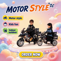 Simulation de moto à trois roues de haute qualité pour enfants moto électrique cool voiture jouet noire avec boîte