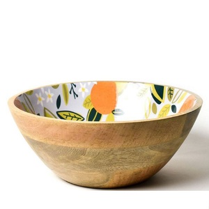 Autocollant émaillé personnalisé imprimé bols à fruits et à salade en bois d'acacia bol de service en bois très vendu pour hôtel et restaurant - Product Image 6