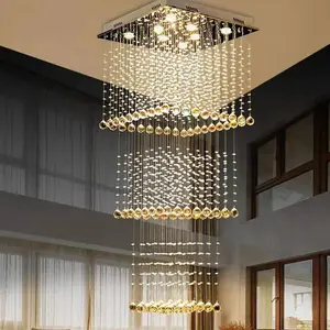 High Hanging Villa Staircase Living Room Large Long Modern Minimalist K9 Crystal <b>Chandelier</b> - Product Image 1