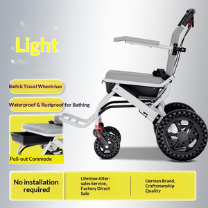 <span class=keywords><strong>Fauteuil</strong></span> <span class=keywords><strong>roulant</strong></span> portable <span class=keywords><strong>ultra</strong></span>-<span class=keywords><strong>léger</strong></span> pliable manuellement pour personne âgée, utilisable pour le bain. - Product Image 6