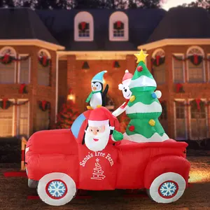 거대한 산타 드라이브 자동차 빛나는 크리스마스 트리 펭귄 대형 야외 풍선 크리스마스 테마 파티