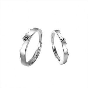 Simple Opening Sun Moon <b>Ring</b> Minimalist <b>Silver</b> Color Sun Moon Adjustable <b>Ring</b> for <b>Men</b> Women Couple Engagement Jewelry Gifts - Product Image 5
