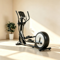 Elliptique pliable à entraînement arrière avec volant d'inertie magnétique de 10 kg, 25 niveaux de résistance réglables, double alimentation, équipement de fitness