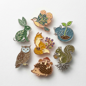Spille da bavero personalizzate in smalto duro con design anime, produttore di simpatici animali mitologici: Drago d'acqua, Volpe di fuoco, Fulmine, Nuvola, Falena - Product Image 4