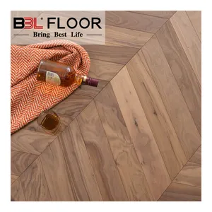 Gỗ Sồi Châu Âu Walnut Chevron Parquet Gỗ Rắn Nhìn Sàn Thiết Kế