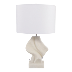 Lampada da Tavolo Moderna in Resina con Paralume Bianco a Tamburo, Luce Decorativa per Casa, Camera da Letto, Ufficio, Soggiorno - Product Image 1