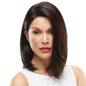 วิกผมสั้นตรงสีน้ำตาลดำ แบบแบ่งกลางศีรษะ ทรงบ๊อบ ผลิตจากเครื่องจักร ทนความร้อนสูง ขายตรงจากโรงงาน - Product Image 2