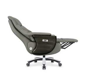 Modern Executive <b>Chair</b> Manual Swivel Lift <b>Recliner</b> Ergonomic Design Aluminum Frame Armrests for Office Computer Genuine <b>Leather</b> - Product Image 5