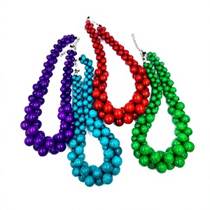 2026 Best Multilayer Beaded <b>Necklaces</b> Purple Blue Red Green Ball Shape Unique Design Jewelry Unisex Fashion <b>Statement</b> <b>Necklace</b> - Product Image 1