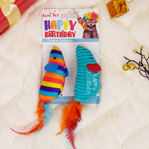 Juguete de Peluche para Gatos con Plumas, Interactivo, para Masticar, Feliz Cumpleaños - Product Image 3