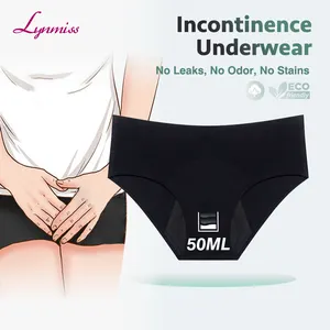 Cotton Washable Reusable Women Period Briefs Incontinence Underwear 5 Layers Seamless Incontinence Panties