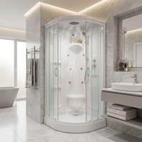 Cabine de douche intelligente à cadre minimaliste avec receveur antidérapant pour salle de bain familiale