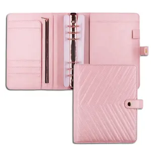 Planificateur multifonctionnel matelassé Organisateur personnalisé A5 en cuir Pu Carnet de notes format A4 couverture rigide 6 anneaux avec a7 classeur