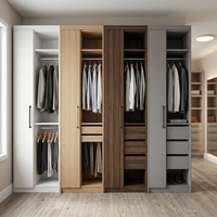 Système d'organisation de dressing sur mesure autoportant pour chambre d'appartement avec solution de rangement élégante, moderne et luxueuse
