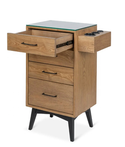 محطة تصفيف لارسن بجوز خفيف مع أجهزة سوداء ذات جانب واحد مرآة محطة تصفيف خشبية - Product Image 3