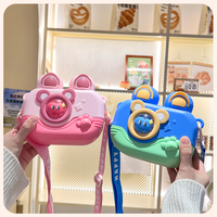 Nouvelle bouteille d'eau pour appareil photo pour enfants mignon étudiant bouteille de paille haute valeur mignon double bouche à boire bouteille d'eau en plastique