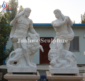 Bức Tượng Hercules Hy Lạp Bằng Đá Cẩm Thạch Trắng Thần Thoại Với Tác Phẩm Điêu Khắc Hổ - Product Image 5
