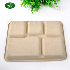 أطباق أواني الطعام VVG bagasse صديقة للبيئة بيولوجي قابل للتحلل قصب السكر 5 مقصورة طبق للاستعمال مرة واحدة - Product Image 3