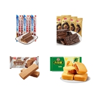 Machine d'emballage horizontale entièrement automatique pour sachets de chocolat en cubes, biscuits gaufrettes, emballage haute efficacité