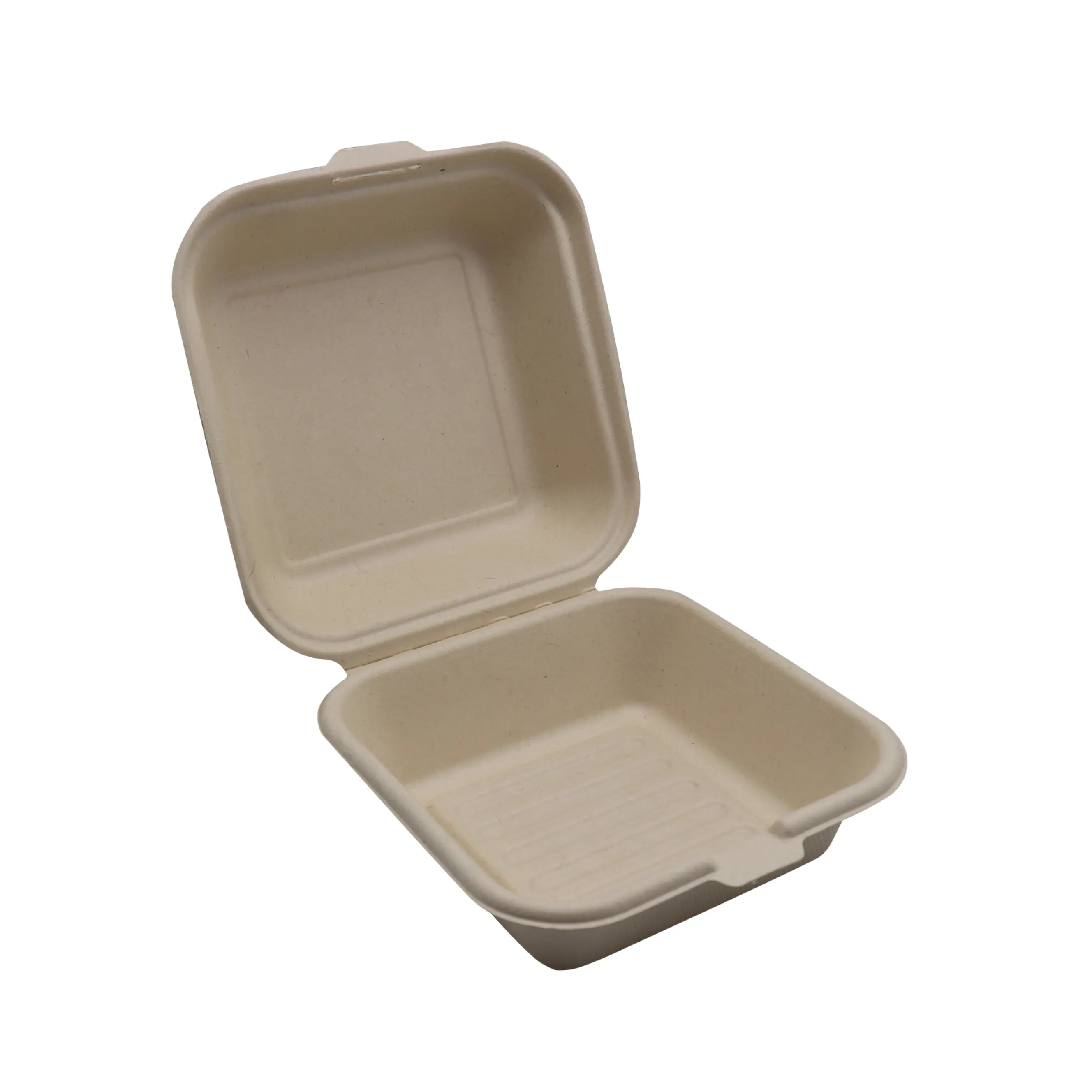 Caja desechable de comida rápida para restaurante, contenedor de comida de caña de azúcar con pulpa de bagazo, 6 pulgadas, 500ml