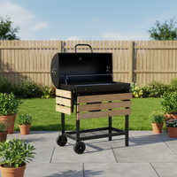 Barbecue fumoir de luxe en acier de 42 cm pour extérieur, avec étagère à bois, multifonctionnel, à roues, pour patio familial