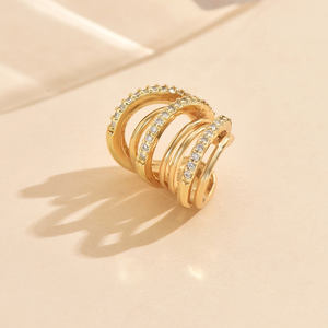 Conjunto de pendientes no perforados de circón de cobre con Clip para mujer de alta calidad, aros geométricos de nuevo estilo, regalo de moda - Product Image 2