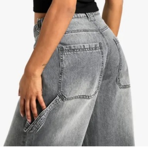 กางเกงยีนส์ทรงหลวมสไตล์เรโทรสำหรับผู้หญิง ลดราคาพิเศษ เอวต่ำ ขากว้าง ระบายอากาศได้ดี ผ้าเดนิม ปรับแต่งได้ตามต้องการ รับผลิตแบบ OEM แฟชั่นทันสมัย ล้างทำความสะอาดได้ - Product Image 3