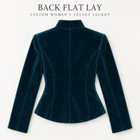 Veste courte ajustée en velours uni pour femme, col montant, boutons grenouillère, manches longues, idéale pour les occasions spéciales