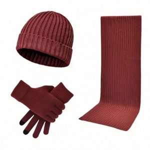 Ensemble bonnet, écharpe et gants tricotés couleur unie avec logo personnalisé – Chaud et tendance pour homme et femme, idéal automne-hiver et activités extérieures - Product Image 3