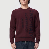 Pull col rond vert olive foncé pour homme, tricot uni, mélange de laine, pull basique