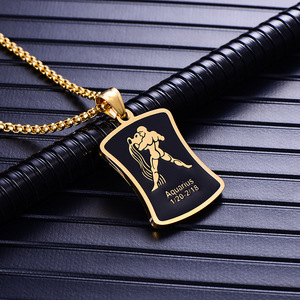 Colgante de Acero Inoxidable 316L con Baño de Oro de 18k, Diseño de Zodíaco Hip Hop para Hombre, Acuario, Simple, Impermeable, Joyería de Moda al por Mayor - Product Image 2