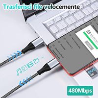 Câble USB C vers USB C 2m pour charge rapide et transfert de données PD 60W 20V 3A Type C Câble tressé en nylon pour Macbook Pro