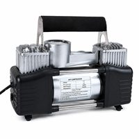 12V Double Cylinder Car Tire Inflator, EVA Handle Air Pump 45L/min with Air Needles & 3M Extension Hose, Oxford Bag
