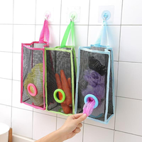 MIXWARES Organisateur de sacs en plastique pliable à suspendre en maille respirante, distributeur de sacs poubelles de cuisine avec crochet pour rangement domestique