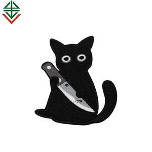 Gatto con toppa coltello Punk divertente distintivo ricamato ferro su Applique riparazione Patch ricamo personalizzato - Product Image 6