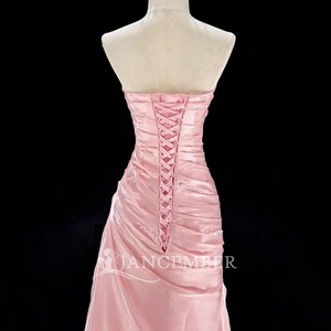 Jfh241 Vestido de Noche Romántico Color Rosa Coral, Sin Tirantes, con Volantes, de Satén, Estilo Sirena, con Cola Larga, Jancember - Product Image 5