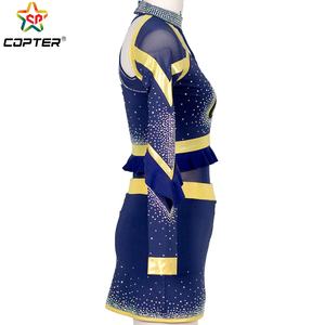 EE. UU. Azul marino High School Rhinestones LOGO Cheerleading Uniforms Adulto <span class=keywords><strong>Invierno</strong></span> Cheerleader Costume - Product Image 2