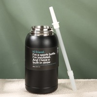 Bouteilles d'eau isothermes à double paroi avec couvercle anti-fuite, tasse thermos isolée, gobelet portable en acier inoxydable avec paille